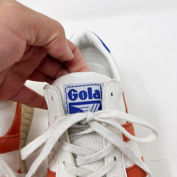 Gola Womens US 6 Grandslam Trident Sneaker White Hot Coral Marine Blue Lace Up - Picture 8 of 12